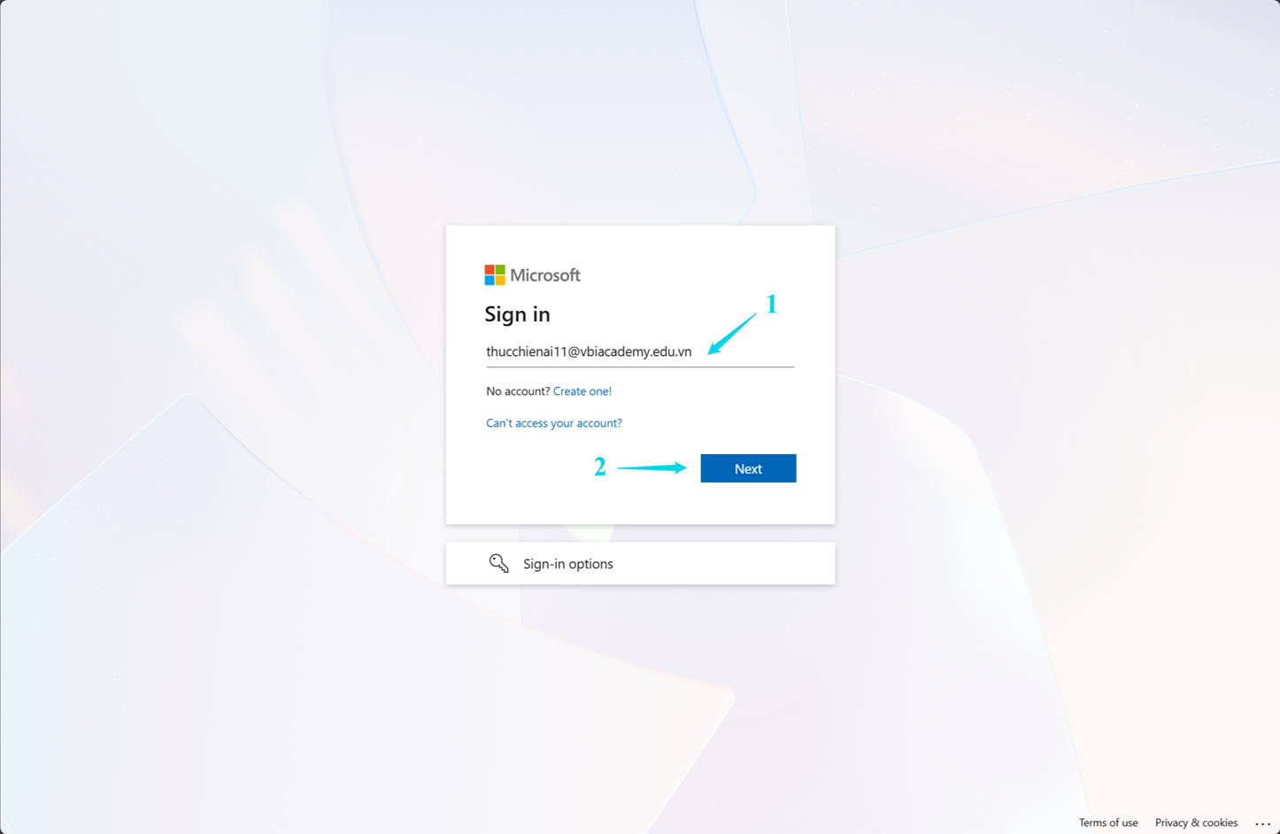 Nhập thông tin đăng nhập